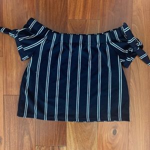 Blue & White Striped Off-the-Shoulder Top